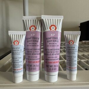 (4) FIRST AID BEAUTY KP BUMP ERASER AND ULTRA REPAIR MOISTURIZER